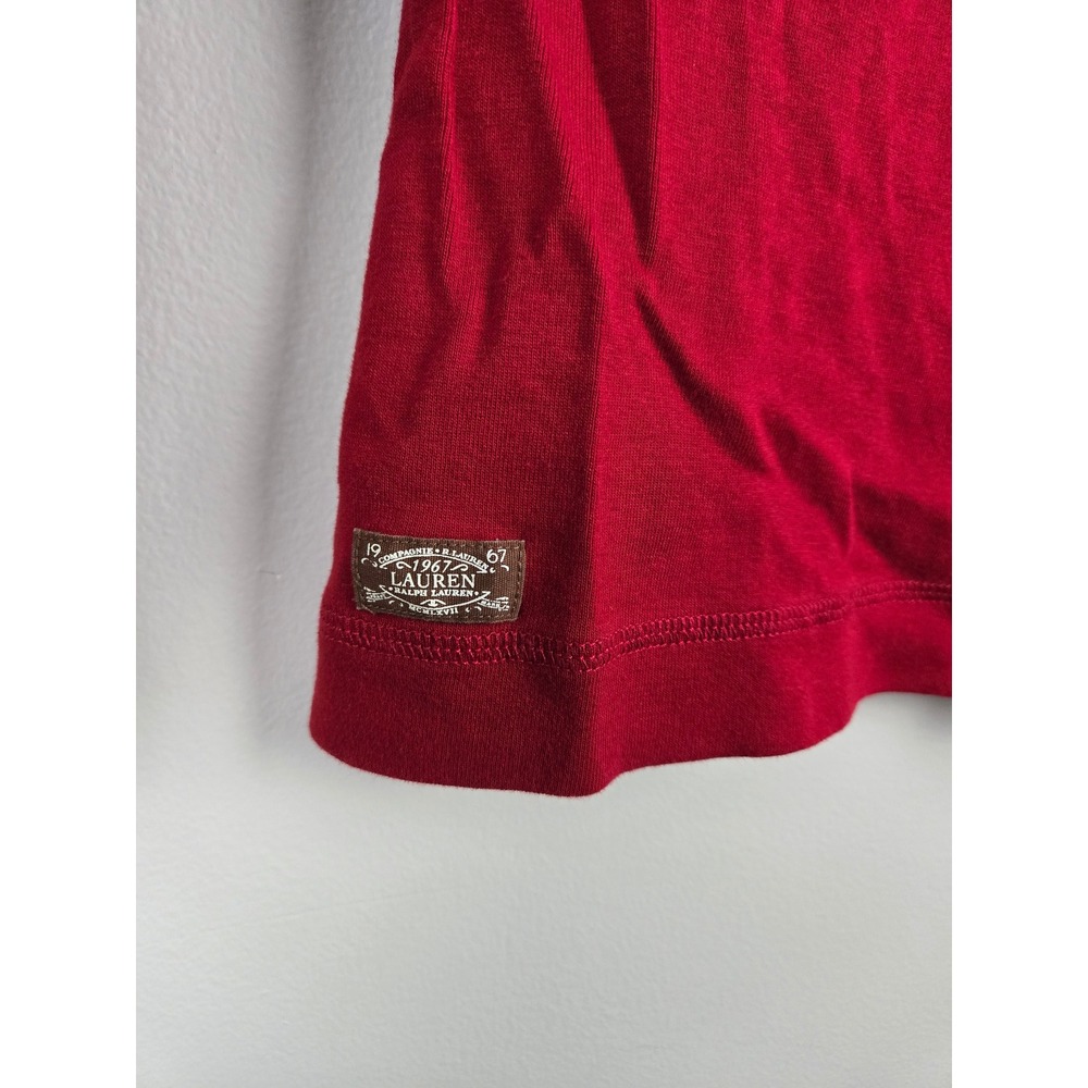 Lauren Ralph Lauren Red Long Sleeve Crew Neck Top,Suede Shoulder Elbow Patches M - Picture 2 of 8